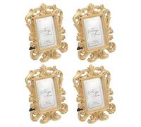 PATIKIL 4 Cadres Photo Miniatures, 2.4x1.8 Cadres Petits Rectangulaires En Résine Style Vintage Ornementation Baroque Pour Maison Mariage Bijoux Décoration Hôtel Art Mural, Or