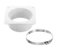 PATIKIL 4" Conduit Connecteur Bride, Sécheuse Évent Mur Plaque Carré à Rond Droit avec Conduit Pince pour Air Chauffage Refroidissements Ventilation Échappement Ventilateur, Blanc