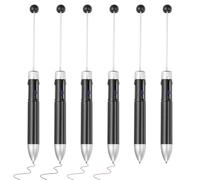 PATIKIL 4 Couleurs Stylo À Perles, 6Pcs Stylo Rétractable 1.0mm Pointe Stylo Perle Créatif DIY Stylo Bille Pour Professeur Bureau DIY Artisanat Décoration Fête, Noir