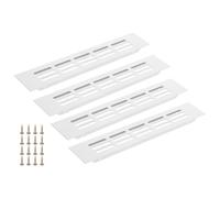 PATIKIL 4 Grilles D'Aération Pour Porte, 8 x 1,7 Pouces (Taille Extérieure) Grille De Ventilation À Persiennes En Aluminium Rectangle Pour Meuble À Chaussures Armoire, Blanc
