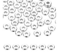 PATIKIL 4 mm Perles De Séparation, 50 Pcs Charmes Métalliques Disques Plats Perles Lâches Séparateurs En Vrac Pour Fabrication De Bijoux DIY Bracelet Collier Boucles, Ton Argenté