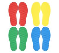 PATIKIL 4 Paires Marqueurs de Pieds Rouge/Jaune/Bleu/Vert | pour la Salle de Classe, Repères en Plastique en Forme de Pieds Antidérapants pour Tapis pour l'Éducation des Enfants