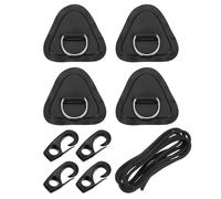PATIKIL 4 Pcs D-Ring Patch 3.5" Triangle PVC Patch Pad Stainless Steel Noir | avec 8.2ft Cords Élastiques & Hooks pour Inflatable Boat Paddle Board Canoe Surfboard, No Glue, D-Ring