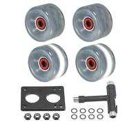 PATIKIL 4 Pcs Ensemble de Roues de Patins à roulettes 65mm 78A Gris | Ensemble de Roues de Skateboard Cruiser Lumineuses, avec Roulements Trucks Kit d'Outils, pour Patinage Quad Extérieur