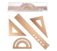 PATIKIL 4 Pcs Outil De Géométrie, Kit De Géométrie En Alliage D'Aluminium Comprend Règle De 20cm L Rapporteur Triangles Pour Mesure D'Angle Expérience Scientifique Simple, Or