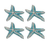 PATIKIL 4 Pcs Patch de Perles en Forme D'Étoile de Mer, Patch de Sequins en Forme D'Étoile de Mer à Coudre sur Tissu Patch de Sequins pour Vêtements Sac Jeans Chaussures, Bleu
