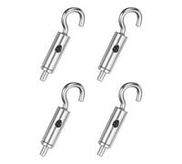 PATIKIL 4 Pcs Portable Hook & Eye Turnbuckle Tension, Steel Wire Rope Hanger Open Body pour 3/64"-1/16" Dia pour Cable Guide Wire Rope Light Hanging Suspension Accessories, Silver