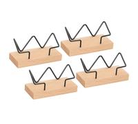 PATIKIL 4 Pcs Porte-Cartes De Visite En Bois Couleur Bois Clair, Noir | Pour Bureau, Support De Présentation De Cartes De Visite En Bois Organisateur Pour Bureau Maison Exposition