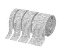 PATIKIL 4 rouleaux de ruban de strass, 0,9 cm/1,5 cm/2,7 cm/3 cm de bandes autocollantes de strass en cristal, 3,6 m de sticker de diamant en résine pour bricolages, argenté