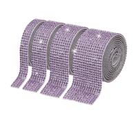 PATIKIL 4 rouleaux de ruban strass, 0,35"/0,59"/1,06"/1,18" strass cristal autocollants, 4 yards de stickers diamant brillant en résine pour bricolage artisanat, Violet