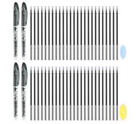 PATIKIL 4 Stylos Gel Effaçables avec 50 Recharges et 2 Gommes, 0.5mm Stylos Effaçables à la Chaleur pour Tissu Encre Noire Stylo Marqueur pour Couture Patchwork Planificateur Écriture