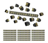 PATIKIL 4" x 0.35" Étiquettes De Marquage Cube, 20 Set Support De Compteur En Plastique Réglable Étiquette Numéro Lettre Bloc Prix Kit, Noir Or (Grand)