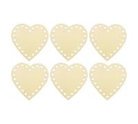 PATIKIL 4" x 4" Fond de Panier au Crochet, 6Pcs Forme de Coeur Base en Bois pour Tricot au Crochet pour Bricolage, Tissage, Fabrication de Paniers, Fournitures de Décoration