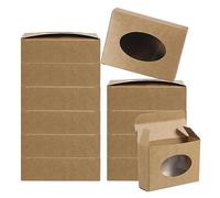 PATIKIL 4"x3"x1" Boîte en Papier avec Fenêtre, 30 Paquet Fait Maison Savon Boîtes Ovale Cadeaux Emballage Boîtes pour Anniversaire Noël DIY Artisanat, Marron