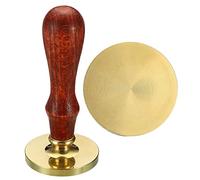 PATIKIL 40 mm Rond Vide Cire Sceau Tampon, Amovible Laiton Tête Sans Sculpture Bois Poignée Rétro pour Enveloppe Invitation Vin Emballage Cadeau Emballage