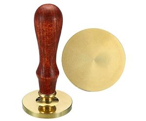 PATIKIL 40 mm Rond Vide Cire Sceau Tampon, Amovible Laiton Tête Sans Sculpture Bois Poignée Rétro pour Enveloppe Invitation Vin Emballage Cadeau Emballage