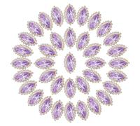 PATIKIL 40 Pcs Strass à Coudre Forme d'Œil Cheval, Cristaux Verre 15x5mm Sur Base Métallique, Diamant à Dos Plat pour l'Artisanat Diy, Couture Robes Mariée Et Vêtements, Violet Clair