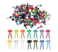 PATIKIL 400 Pcs Attaches Parisiennes en Papier Colorées Mini Attaches Métalliques Pastel Têtes Rondes Attaches Plaquées pour l'Artisanat Scrapbooking Fournitures DIY, Multicolore, 5 x 9 mm