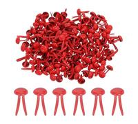 PATIKIL 400 Pcs Attaches Rapides en Laiton en Papier Broches Divisées Pastel Mini Clous Métalliques Tête Ronde Plaqués pour l'Artisanat Scrapbooking Fournitures DIY, Rouge, 5 x 9 mm