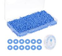 PATIKIL 4000 Pcs Kit fabrication bracelets perles d'argile, Perles d'espacement argile polymère plates 6 mm, Perles Heishi Preppy Disque avec Fil élastique pour bijoux DIY, Bleu marine