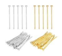 PATIKIL 400Pcs 1.2 inch Flat Head Pins Jewelry Making Headpins Silver Gold | Straight Pins Findings, Bendable Pour DIY Craft Bracelet Necklace Earring Pendant Making Supplies