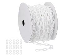 PATIKIL 40M Chaîne en Plastique pour Contrôle des Sécurité 6mm Blanc | Chaîne de Sécurité, File d'Attente, Parking, ClôTure, Portail, Concert, Chantier, et Décoration