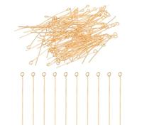 PATIKIL 40mm Épingle à Oeil Aiguilles Environ 150Pcs 21 Jauge Épingles à Tête Métallique, Broches à Œil Ouvert pour la Fabrication de Bijoux, Boucles d'Oreilles, Colliers, Doré Clair