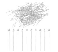 PATIKIL 40mm Épingle à Oeil Aiguilles Environ 150Pcs 21 Jauge Épingles à Tête Métallique, Broches à Œil Ouvert pour la Fabrication de Bijoux, Boucles d'Oreilles, Couleur Rhodium