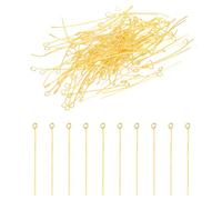 PATIKIL 45mm Épingle à Oeil Aiguilles Environ 150Pcs 23 Jauge Épingles à Tête Métallique, Broches à Œil Ouvert pour la Fabrication de Bijoux, Boucles d'Oreilles, Colliers, Ton Doré