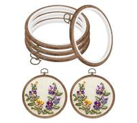 PATIKIL 4inch Cerceau À Broder, 4pcs Cerceau De Point De Croix En Caoutchouc Imitation Bois Cercle Cadre Anneau Pour Art De Broderie Artisanat Couture Ornements Décoration Suspendue