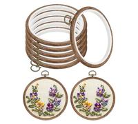 PATIKIL 4inch Cerceau À Broder, 6pcs Cerceau À Point De Croix En Caoutchouc Imitation Bois Cercle Cadre Anneau Pour Artisanat De Broderie Couture Ornements Décoration Suspendue