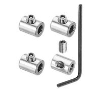 PATIKIL 4mm Trou Fil Corde Agrafes Ensemble, 4 pcs 304 Inox Acier Simple Trous Verrouillage Câble Pinces Agrafe avec M4 Hexagone Vis Clé pour Câble Raccords, Argent