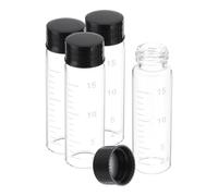 PATIKIL 4Pcs 15ml Petits Flacons en Verre Transparent en Verre Borosilicaté | avec Bouchon à Vis Noir, Bouteilles d'Échantillon Graduées, pour Stockage de Substances Solides, Liquides