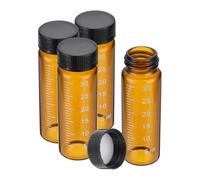 PATIKIL 4Pcs 30ml Petits Flacons en Verre Brun avec Bouchon à Vis Noir | Bouteilles d'Échantillon Graduées en Verre Borosilicaté, pour Stockage de Substances Solides Liquides Poudre