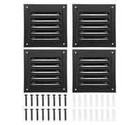 PATIKIL 4Pcs 4"x4" Grille De Ventilation Pignon En Aluminium Noir | Bouche D'Aération Murale Extérieure, Grilles De Ventilation Carrées, Pour Soufflet HVAC Avec Moustiquaire Intégrée