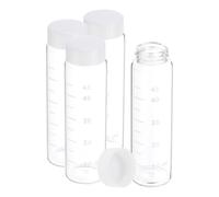 PATIKIL 4Pcs 50ml Petits Flacons en Verre Transparent | avec Bouchon à Vis Blanc, Bouteilles d'Échantillon Graduées Borosilicaté Stockage Liquides Solides Poudres