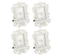 PATIKIL 4Pcs Mini Cadres Photo, 2.4x1.8 Rectangle Petits Cadres Vintage En Résine Ornementation Baroque Pour Maison Mariage Bijoux Exposition Hôtel Ornementation Mur Art, White
