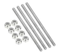 PATIKIL 4Pcs Tiges Filetées 1/4"-20x130mm Avec Écrous Hexagonaux, 304 Acier Inoxydable Tige Filetée Complète Filetage À Droite Avec 8Pcs Écrous Pour Attaches, Ton Argenté