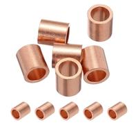 PATIKIL 5/16" /6mm Fil Corde Arrêt Manchon, 6 Paquet Cuivre Sertissage Boucle Manchon Fin pour Fil Corde Câble Ferrule, Or Ton