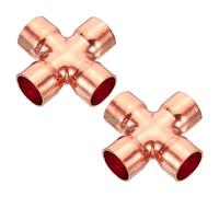 PATIKIL 5/8 Pouce ID Cuivre Croix Tuyau Raccord, 2 Paquet 4 Voie Soudure Cuivre Extrémité Alimentation Égal Tuyau Connecteur pour Plomberie Air Climatisation Réfrigération