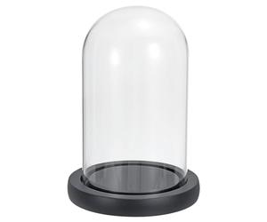 PATIKIL 5,9" x3,5 Clair Cloche Verre Dôme, Verre Cloche Pot Présentoir Coffret Dessus Table Pièce Maîtresse avec Noir Bois Base pour Noël Maison Décoratif