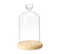 PATIKIL 5,9" x3,5 Verre Dôme Cloche, Clair Verre Cloche Pot Présentoir Coffret Table Pièce Maîtresse avec En-bois Base pour LED luminaire Plantes Maison décoratif, Naturel