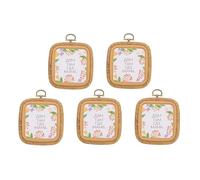 PATIKIL 5 Cadres à Broder 3" x 2,8" Carrés Cadre Rond Imitation Bois Cercle Anneau de Broderie pour Art Artisanal Broderie Couture Décoration Manuelle, Marron