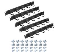 PATIKIL 5 Pack 1U 5 D-Ring Cable Manager 19-inch pour Racks Black | Metal Horizontal Rack Mount Metal Server Rack Wire Management, Server Cabinets