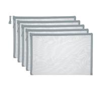 PATIKIL 5 PCS A4 Pochettes À Filet Fermeture Éclair 34x24cm Gris | Poche Rangement Plastique Pour Organiser Fichiers Perles Fournitures Bureau Maison