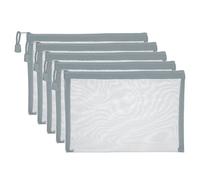 PATIKIL 5 PCS A5 Poches À Filet Avec Fermeture Éclair 18x25cm Gris | Poches De Rangement En Plastique Avec Fermeture Éclair Pour Organiser Fichiers Perles Fournitures De Bureau Et Maison