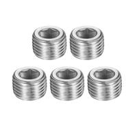 PATIKIL 5 Pcs Bouchon De Tuyau En Acier Inoxydable 304 M16 x 1.5 Male A Six Pans Creux Interne Filetage Douille Bouchon De Tuyau Hexagonal Raccord Pour Sceller Conduite, Argent