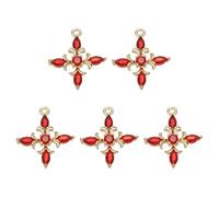 PATIKIL 5 Pcs Cristaux Strass Croix CharmesMini Perles Pendentif Croix Cuivre pour Fabrication Bijoux Bracelet Boucle D'Oreille Collier DIY Fait MainRouge
