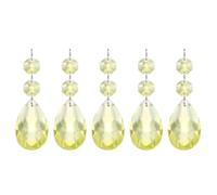 PATIKIL 5 Pcs Pampilles pour Lustres 85mm de Longueur 38mm Jaune Clair | en Cristal en Forme de Larme, Lustre Prismes Pièces Ornements Perles Suspendues pour Bricolage Artisanat