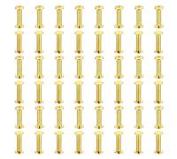 PATIKIL 50 Ensembles de Vis Chicago, Vis de Fixation à Tête Cruciforme M5x20mm, Rivets en Laiton pour Cuir, Connecteurs en Acier pour Ceinture en Cuir, Albums Photo, Couleur Dorée